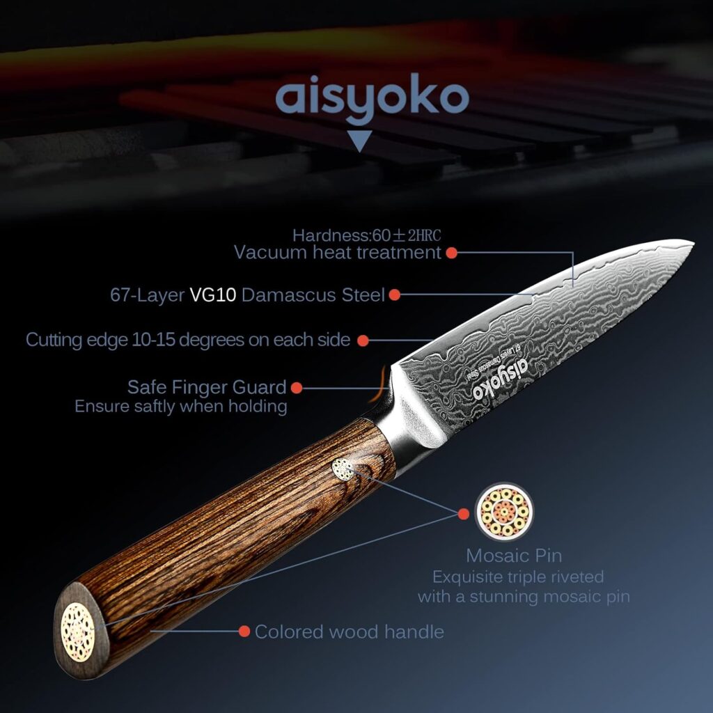 aisyoko Damascus chef knife 8-inch sharp kitchen knife Japan VG-10 stainless steel ergonomic color wooden handle luxury gift box - with scabbard