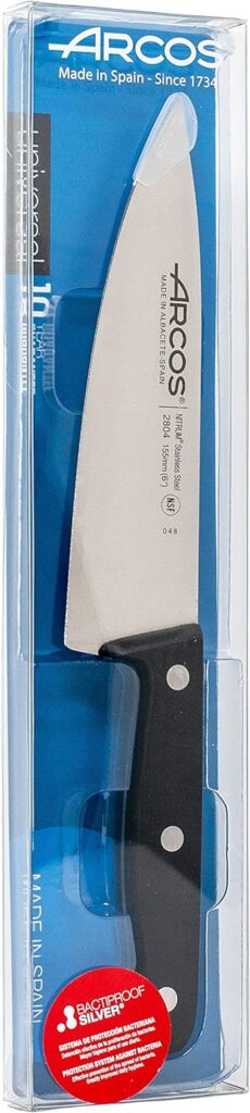 Arcos Chef Knife 12 Inch Stainless Steel. Cooking Knife to Cut and Peel Small Food. Ergonomic Polyoxymethylene Handle and 300mm Blade. Series Universal. Color Black