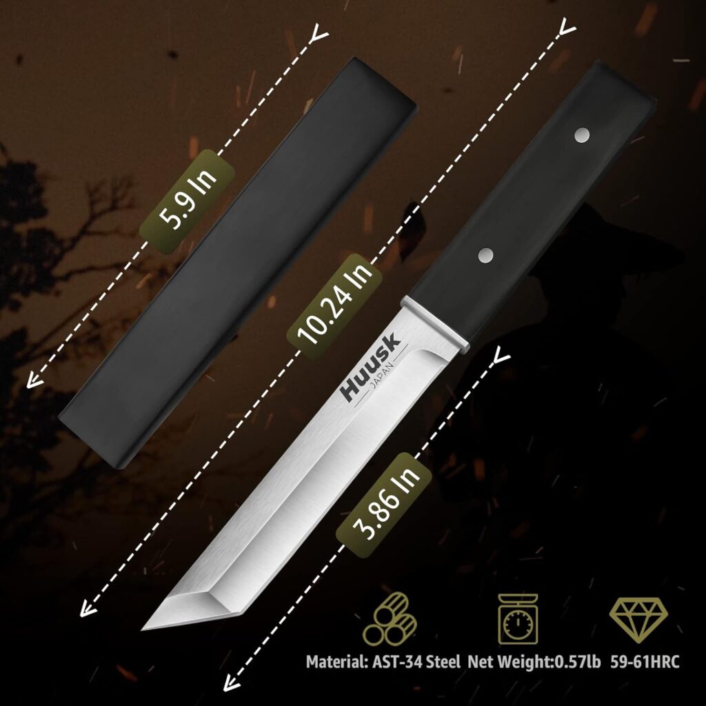 Huusk Viking Knives Hand Forged Boning Knife Full Tang Japanese Chef Knife with Sheath Butcher Meat Cleaver Japan Kitchen Knife for Home, Outdoor, Camping Thanksgiving Christmas Gift