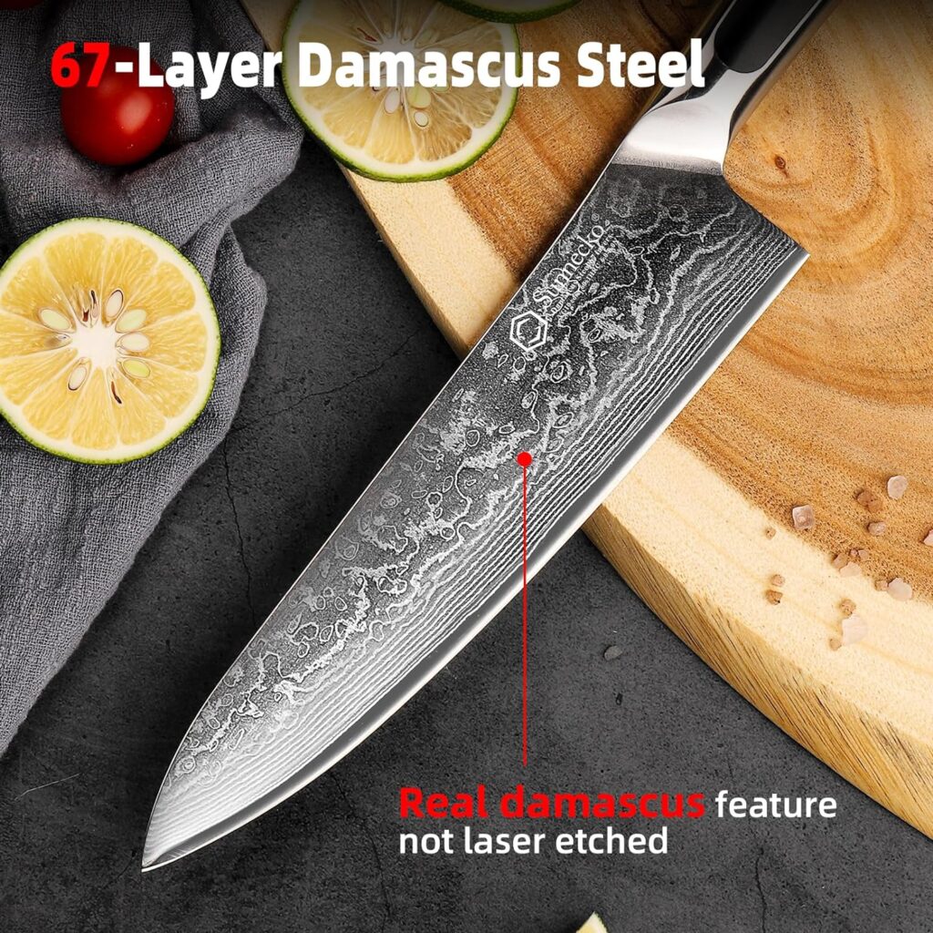 Sunnecko Chef Knife 8 Inch, Damascus Kitchen Knife Japanese Chefs Knife Vg10 High Carbon Stainless Steel