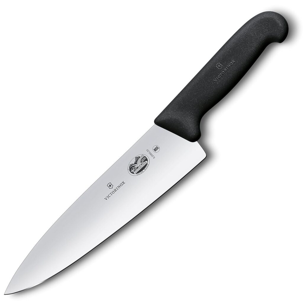 Victorinox Swiss Army 5.2063.20-X4 Fibrox Straight Chefs Knife Black 8 in