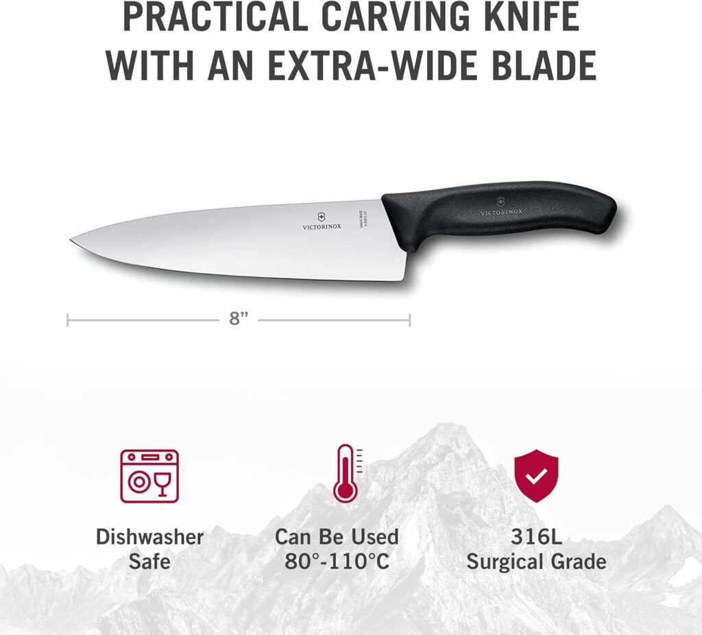 Victorinox Swiss Classic 8-Inch Chefs Knife with Straight-Edge Blade and Black Handle